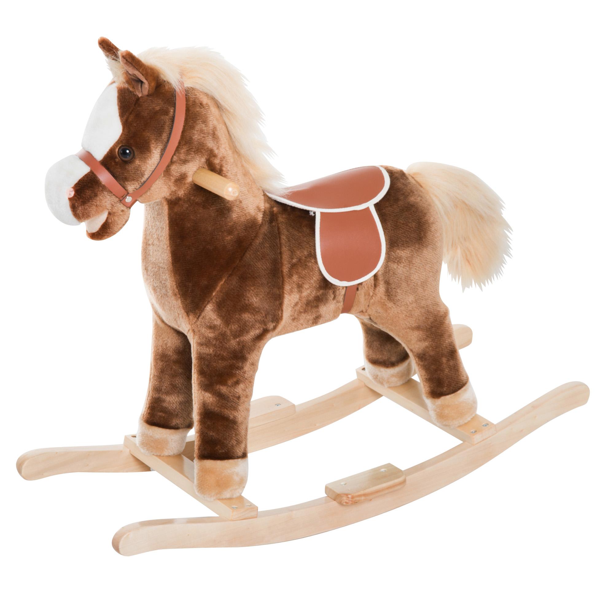 Cavallo a Dondolo per Bambini in Legno Giocattolo Cavalcabile 