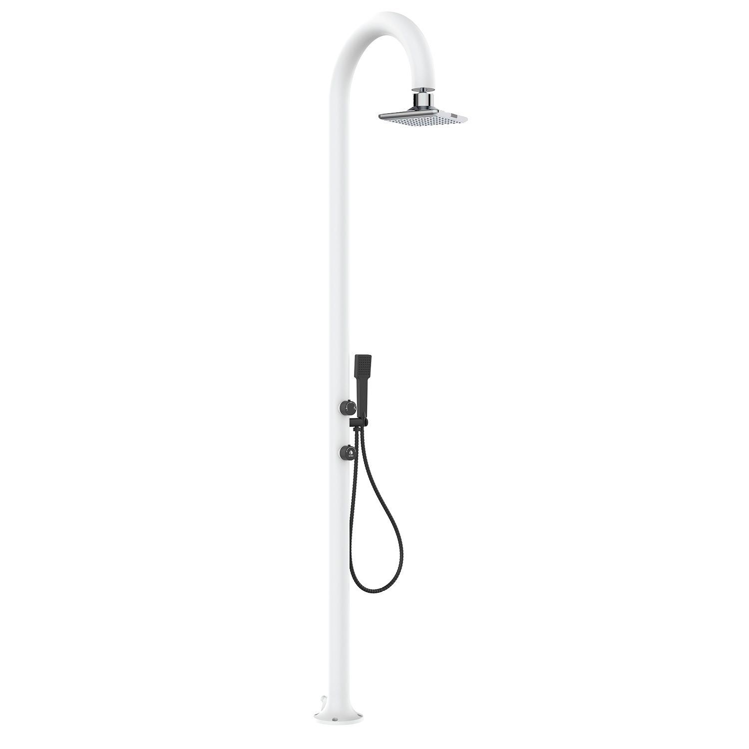 Doccia da Giardino in Alluminio Soffione Led e Doccino Sined Luna Alu D Bianco