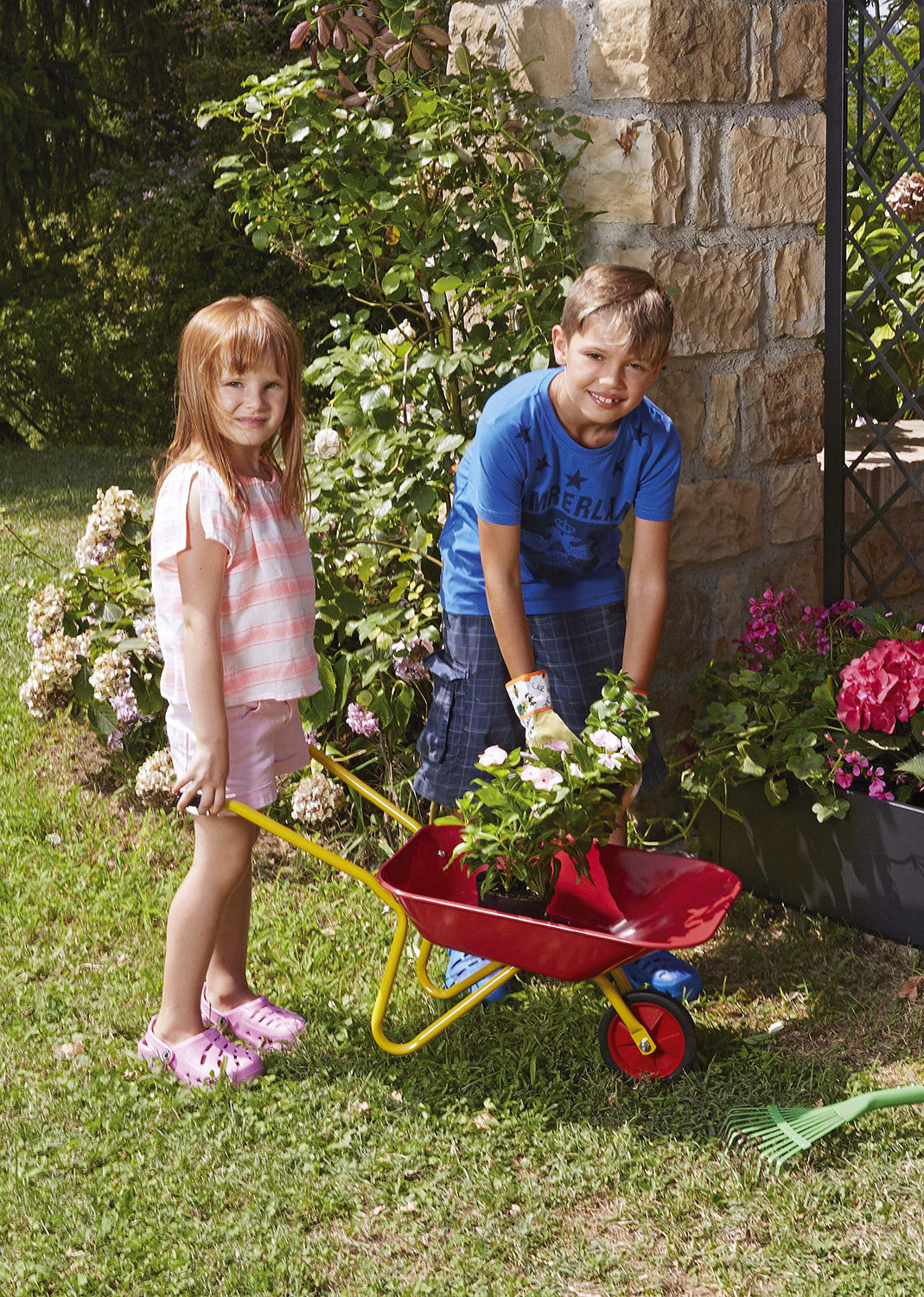 Carriola per Bambini in Acciaio Verniciato Rama Rosso e Giallo...