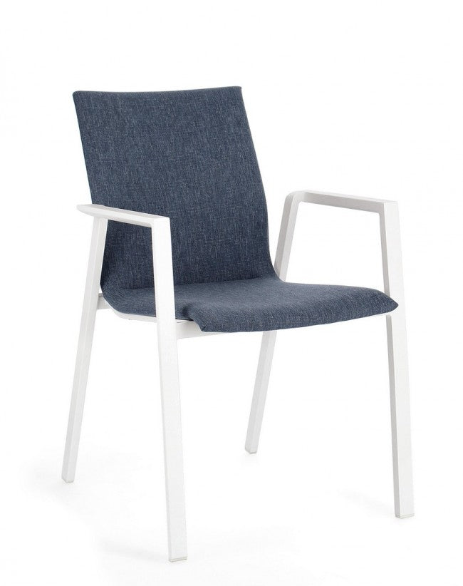 Set 4 Sedie da Giardino 55,5x60x83h cm con Braccioli Odeon Bianco Denim...