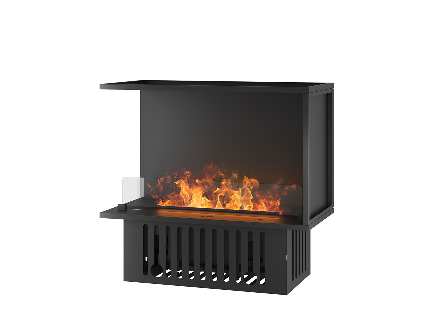 Camino a Vapore Elettrico Bifacciale Angolare a Sinistra 80x50x40 cm Invapo Corner L800 con Ricarica Automatica Nero