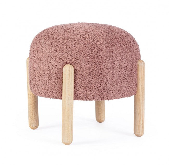 Sgabello Ø 45x38 cm Dalia in Bouclè Rosa Antico