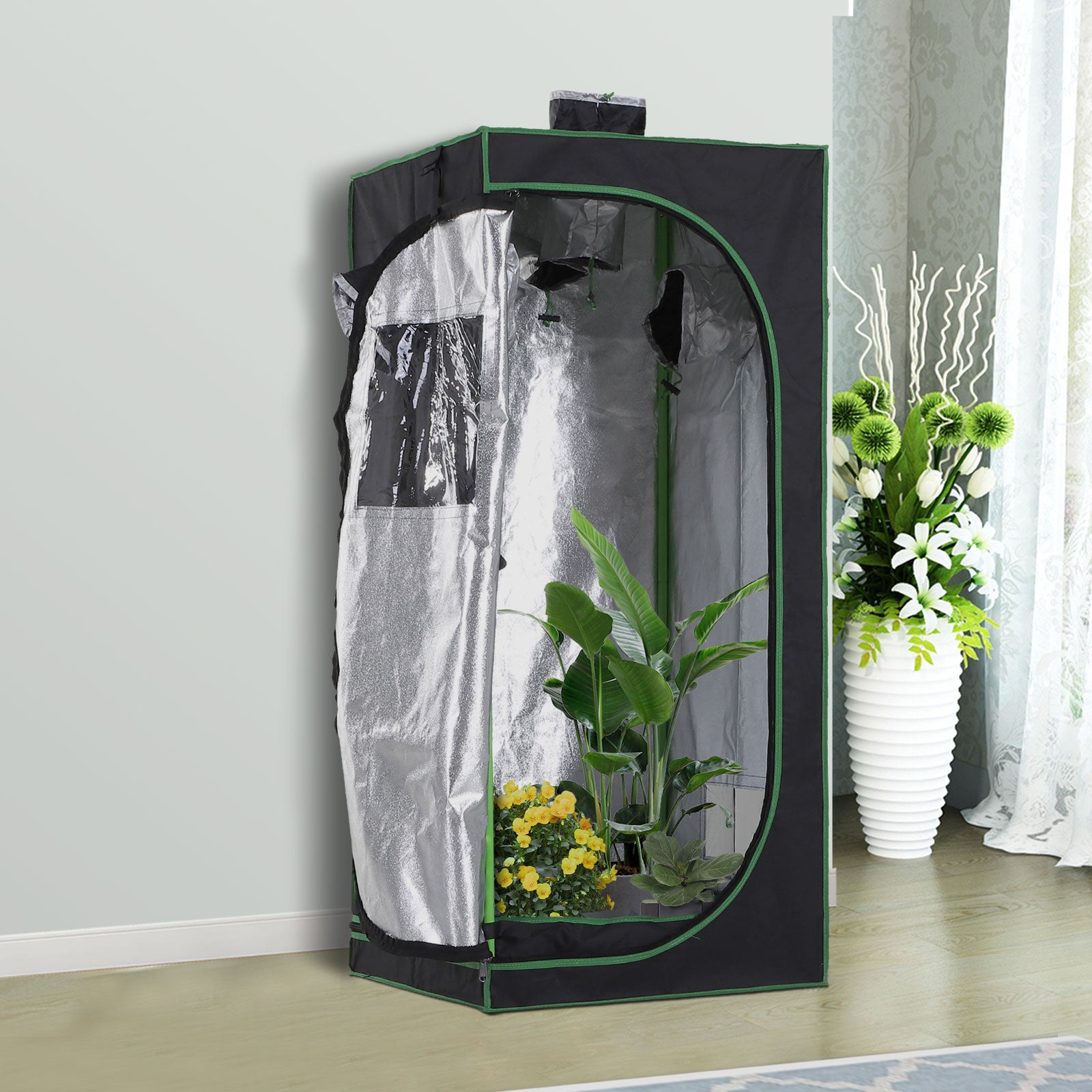 Tenda Coltivazione Idroponica Grow Box 60x60x140 cm con Cerniere Luci Illuminazione Mylar...