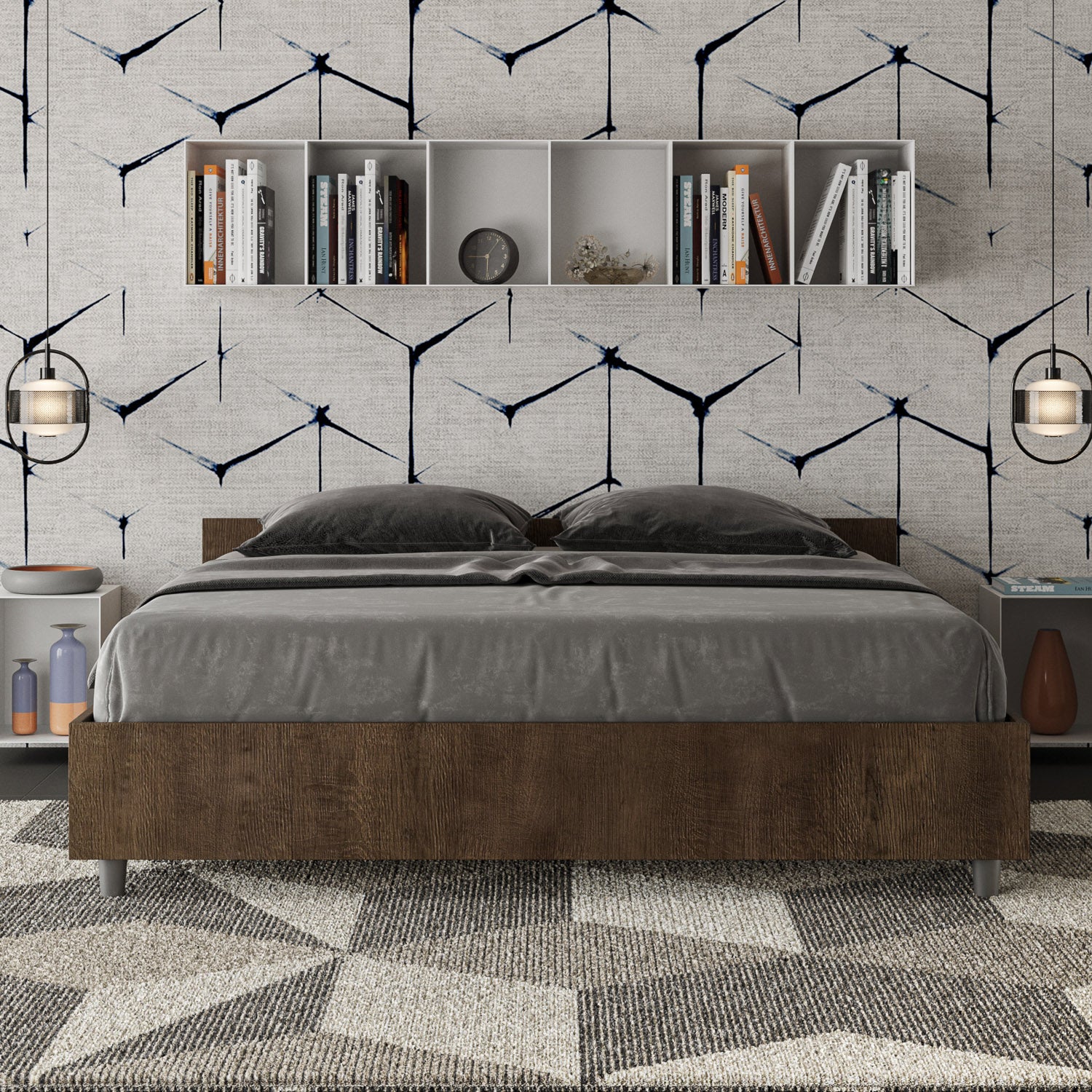 Letto Matrimoniale 160x200 cm Senza Rete Nuamo Noce...