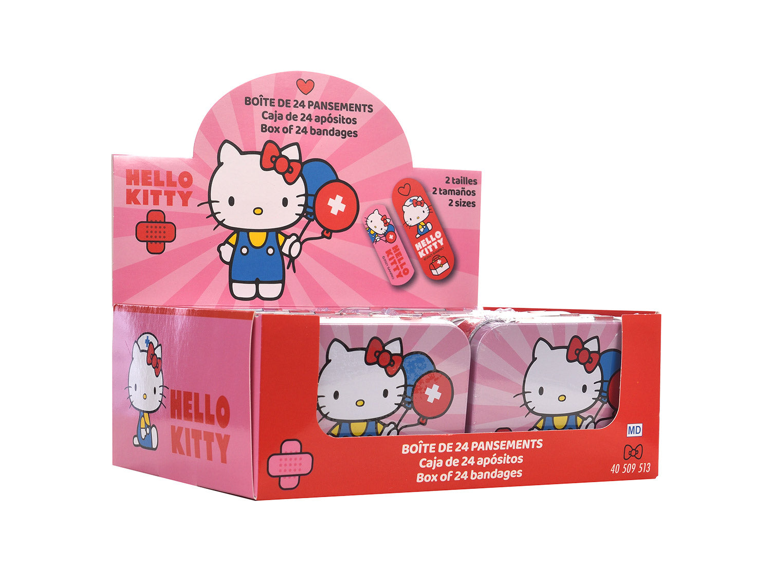 Set 12 Box Hello Kitty per Bambini con 24 Cerotti Ciascuno 2 Misure in Metallo...