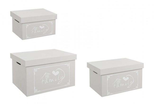 Image of Set 3 Scatole Lovers Rettangolari Grigio in Legno