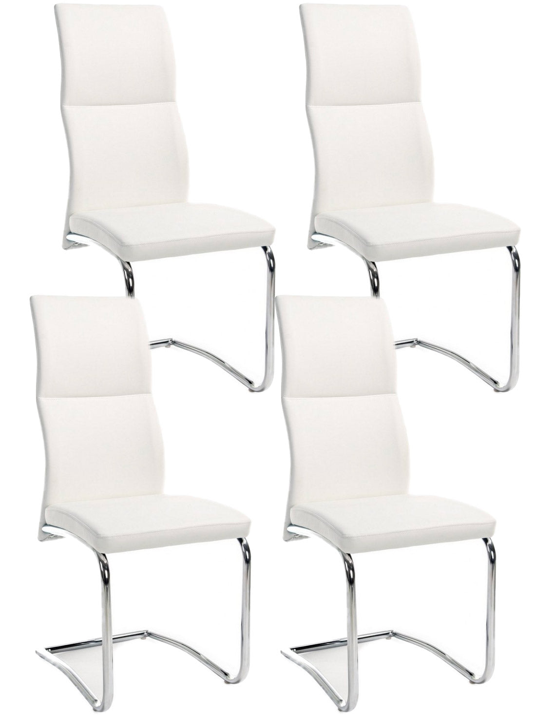 Image of Set 4 Sedie Imbottite 44x58x104 cm Thelma in Ecopelle Bianco