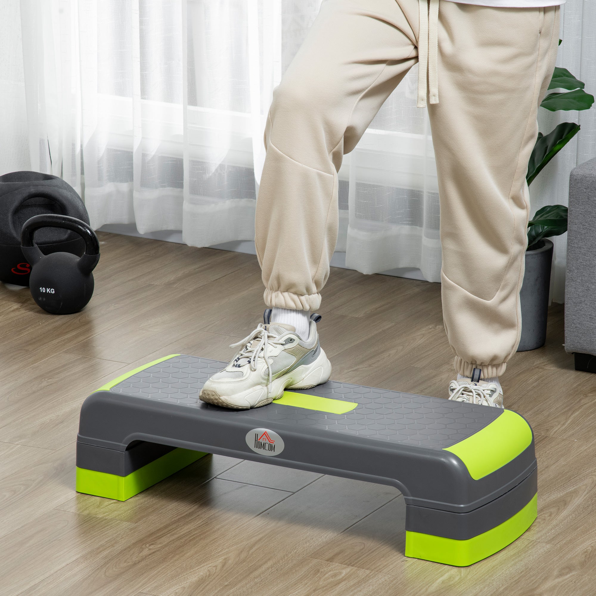 Step Fitness per Aerobica 78x28xh10-15-20 cm Altezza Regolabile in Plastica Verde e Grigio...