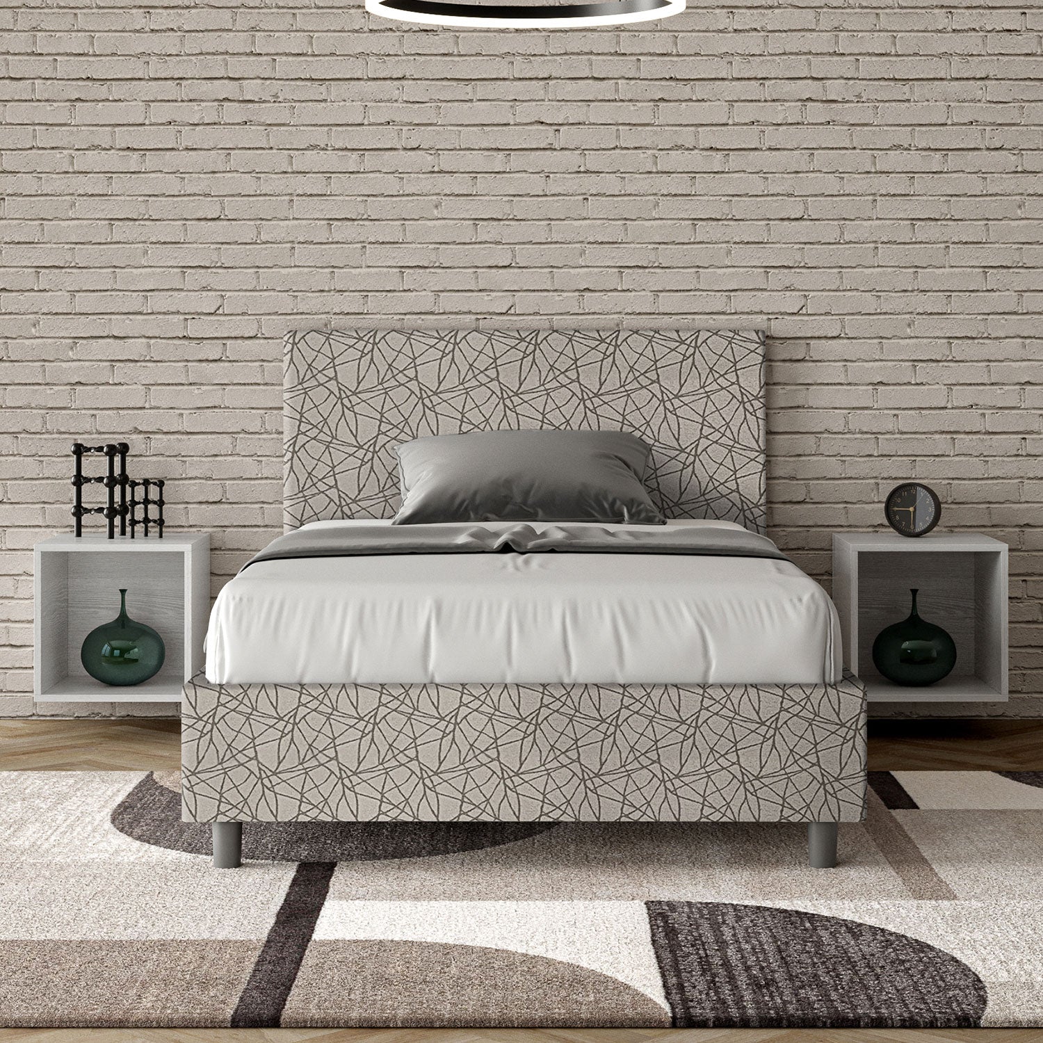 Letto 1 Piazza e Mezzo 120x200 cm Senza Rete Adele Era 02 Grigio...