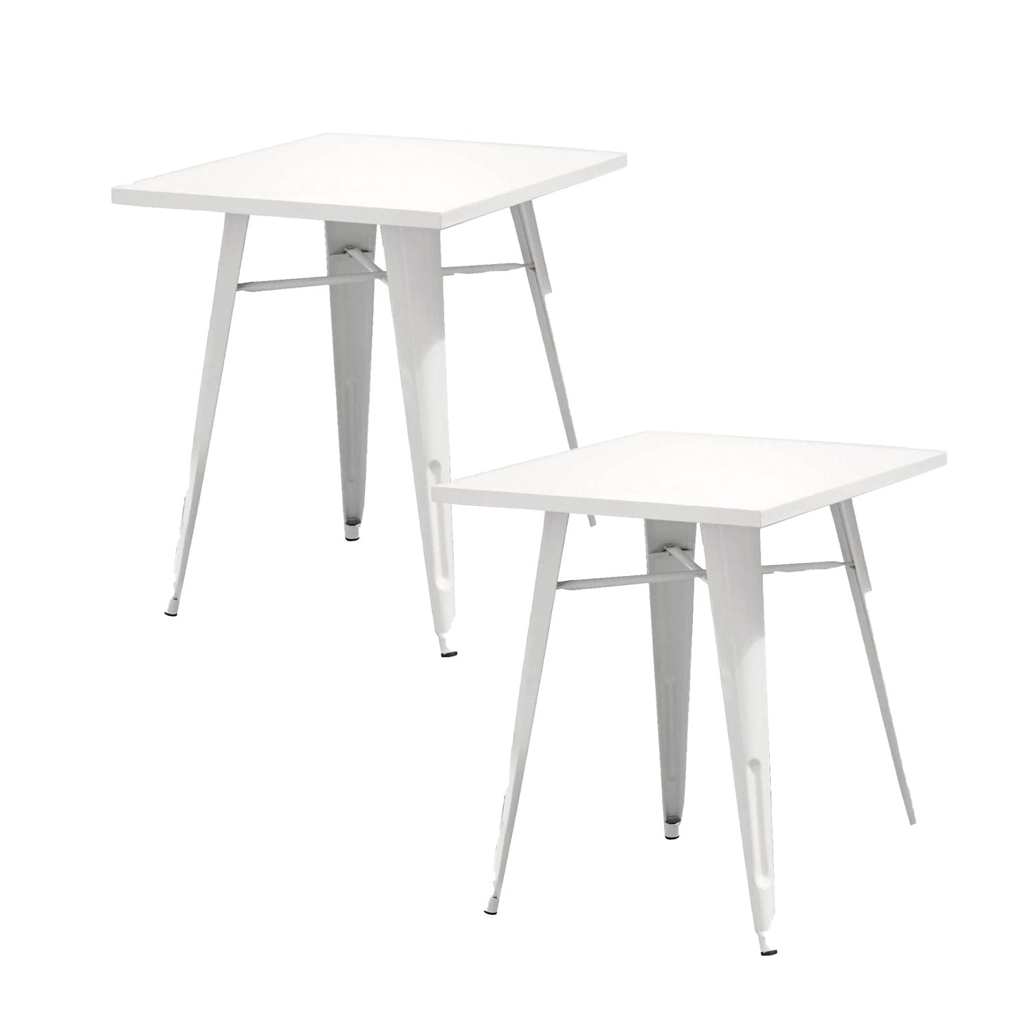 Set 2 Tavoli da Giardino 60x60 cm in Lamiera Galvanizzata Vorghini Avorio