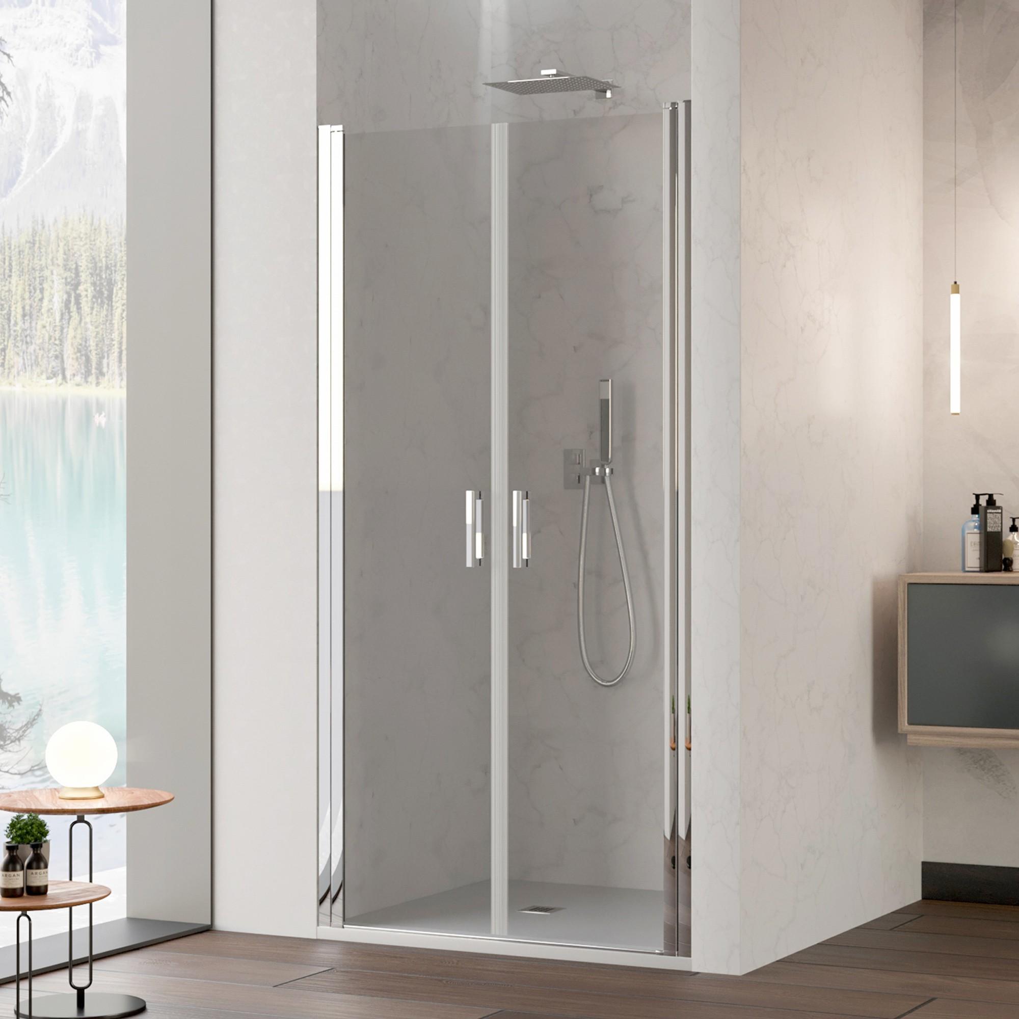 Porta Parete Doccia 70 cm 2 Ante Saloon in Cristallo Trasparente 6mm H195 Bonussi Julia...
