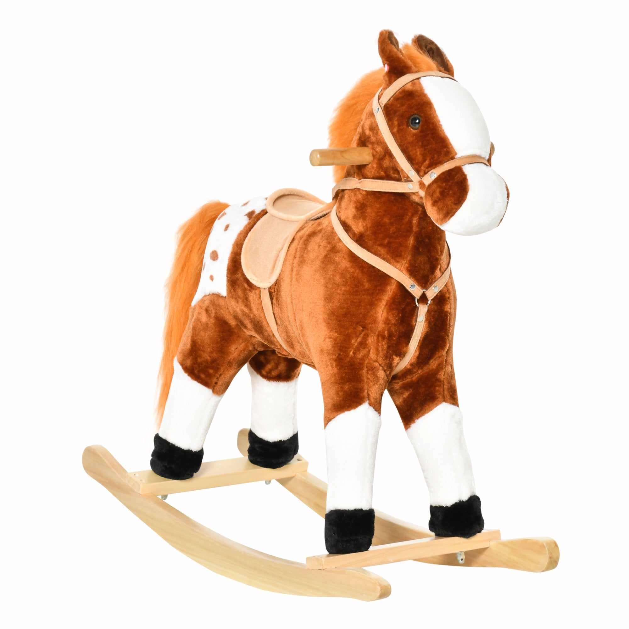 Cavallo a Dondolo per Bambini in Peluche con Suoni Marrone 