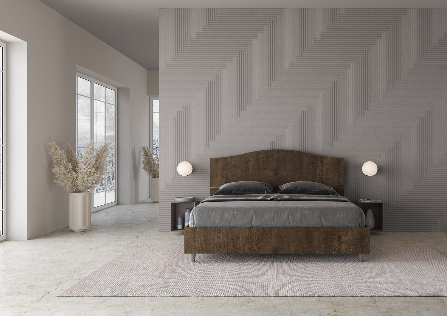 Letto Matrimoniale 160x200 cm Senza Rete Dores Noce...