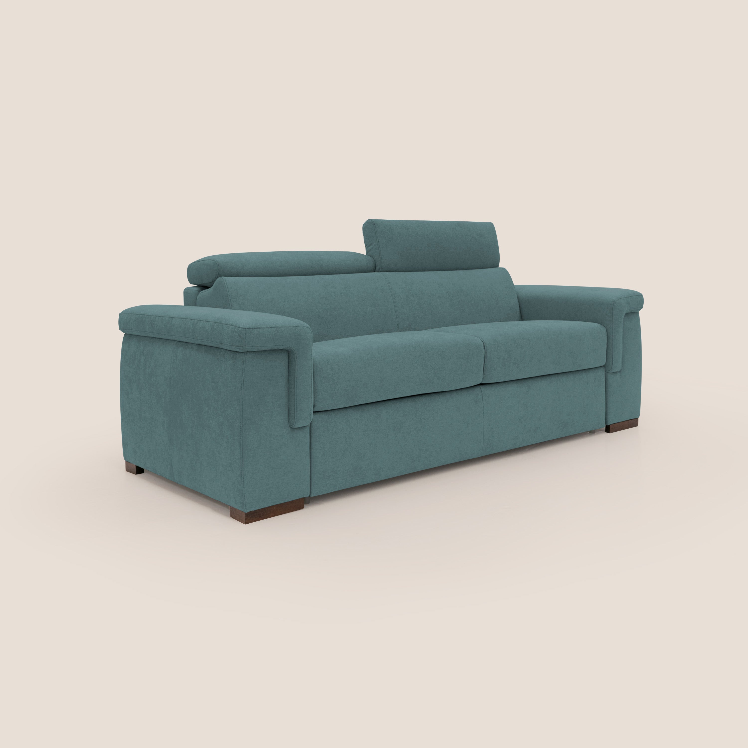 Divano Letto 3 Posti 240x100x95 cm in Tessuto Petrolio