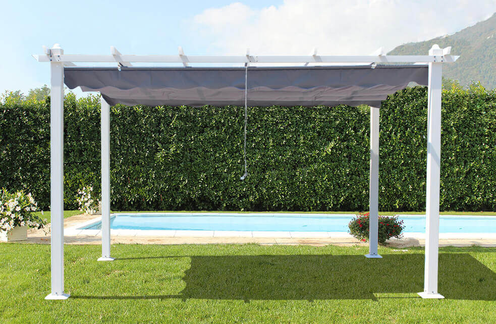Pergola da Giardino 3x3m in Alluminio Tortora Telo Grigio...