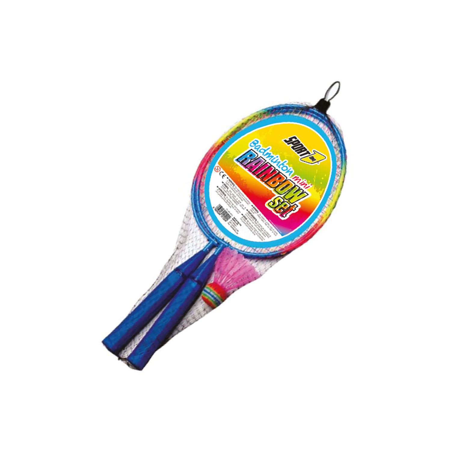 Set Badminton Mini Gioco Outdoor per Adulti e Bambini 2 Racchette e Volano Arcobaleno...