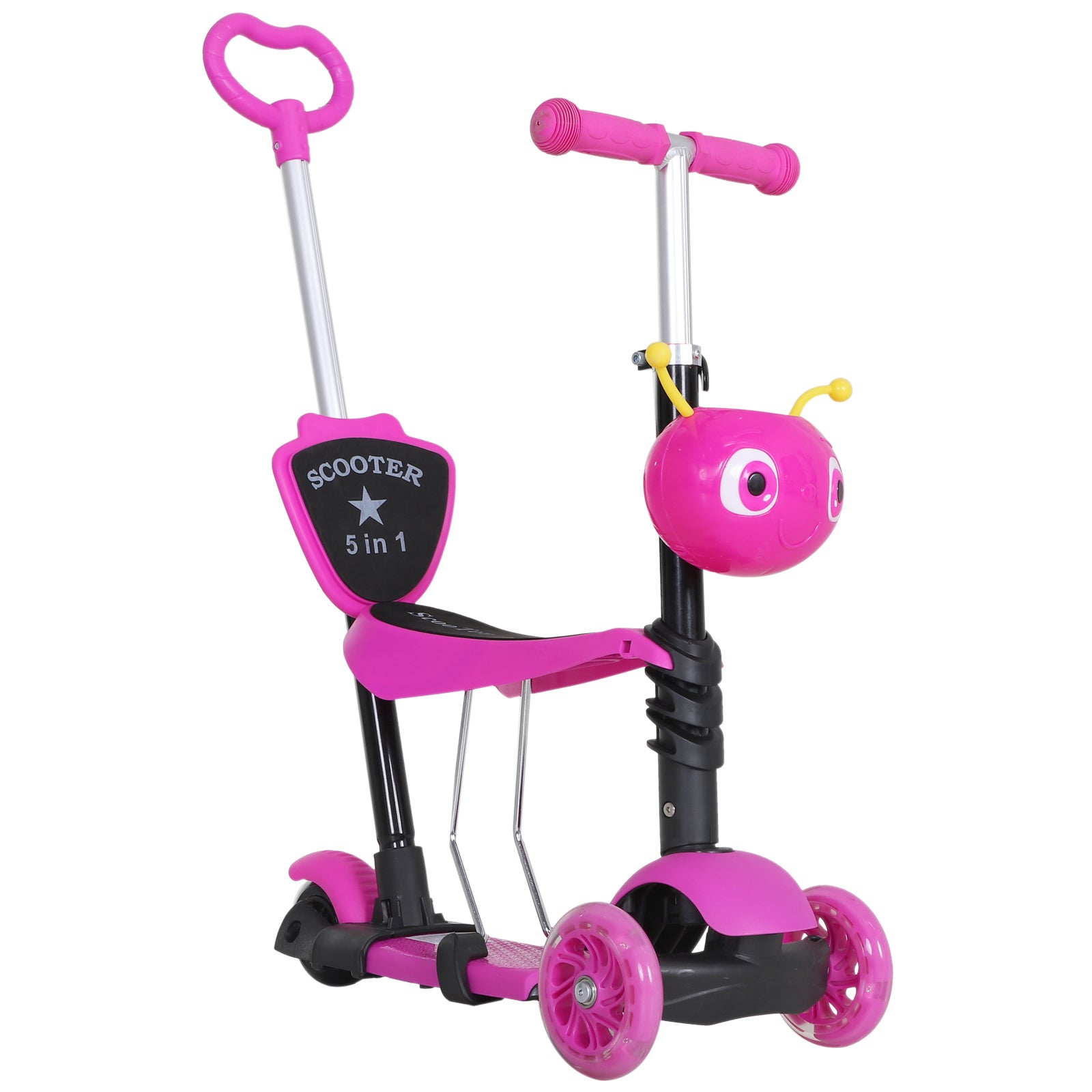 Image of Monopattino Passeggino Triciclo a 3 Ruote 62x25x72,5 cm Rosa