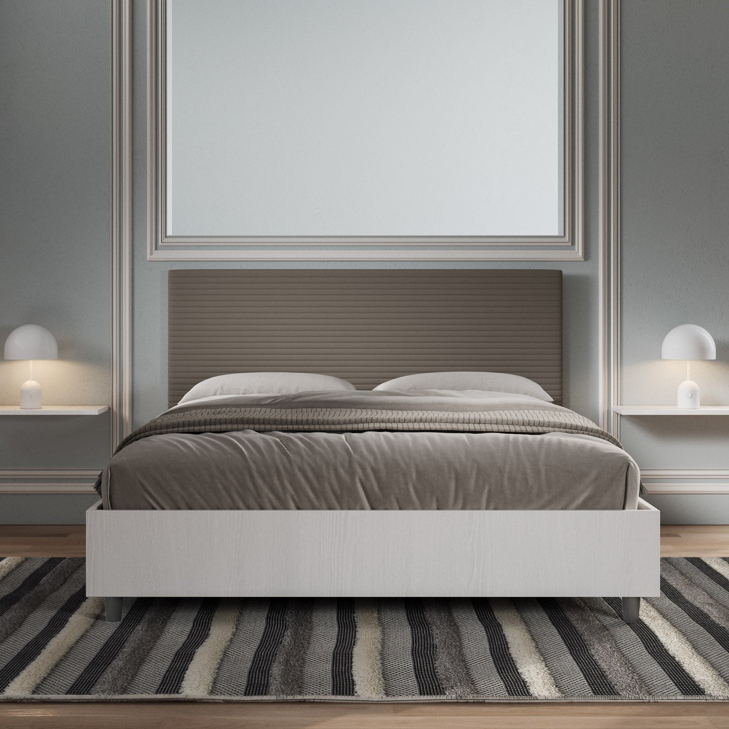 Letto Matrimoniale 160x200 cm con Rete Level Cappuccino...