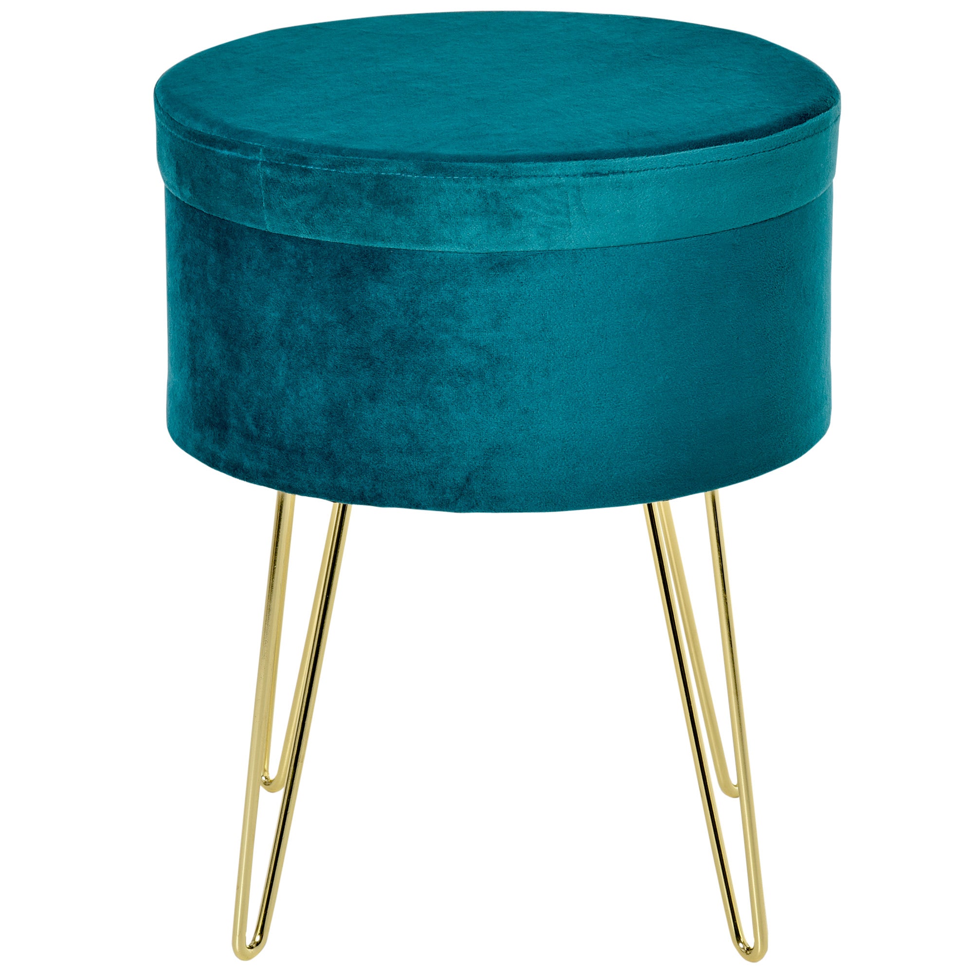 Pouf Poggiapiedi Ø36x45 cm in Velluto Verde
