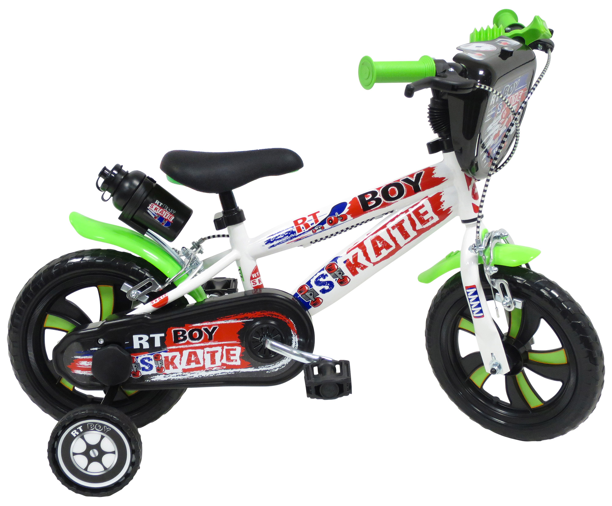 Image of Bicicletta per Bambino 12&quot; 2 Freni Gomme in EVA Rt-Boy Skate Bianca/Verde