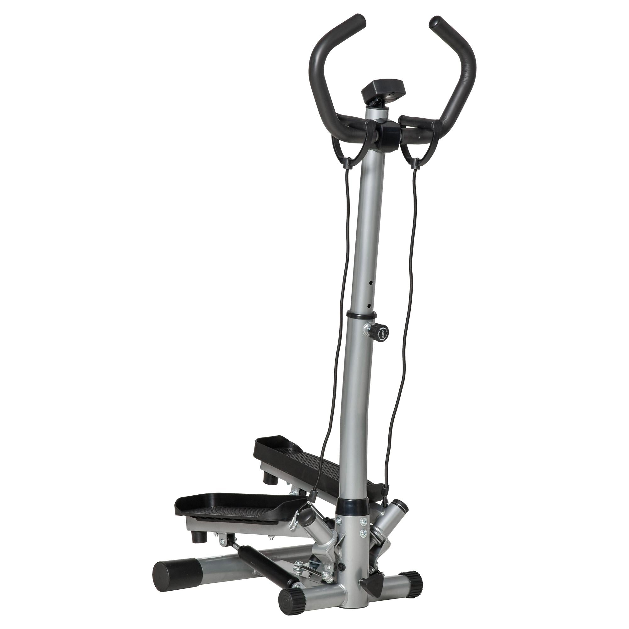 Image of Stepper con Manubrio Regolabile 55x53x118-128 cm Monitor LCD ed Elastici Nero