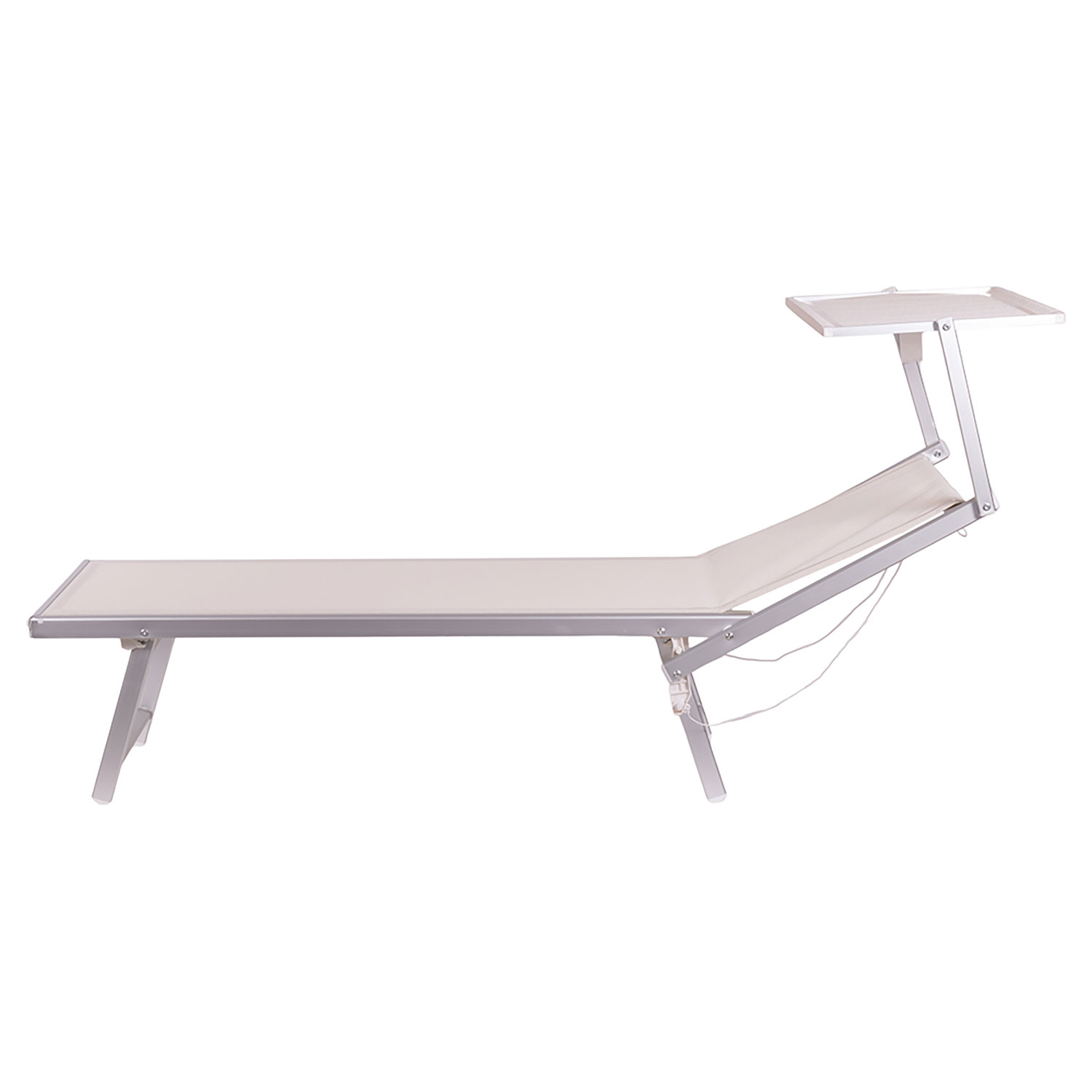 Lettino Mare con Parasole Richiudibile 181x71,5x38,5 cm in Alluminio PVC e Poliestere Avorio Riccione...