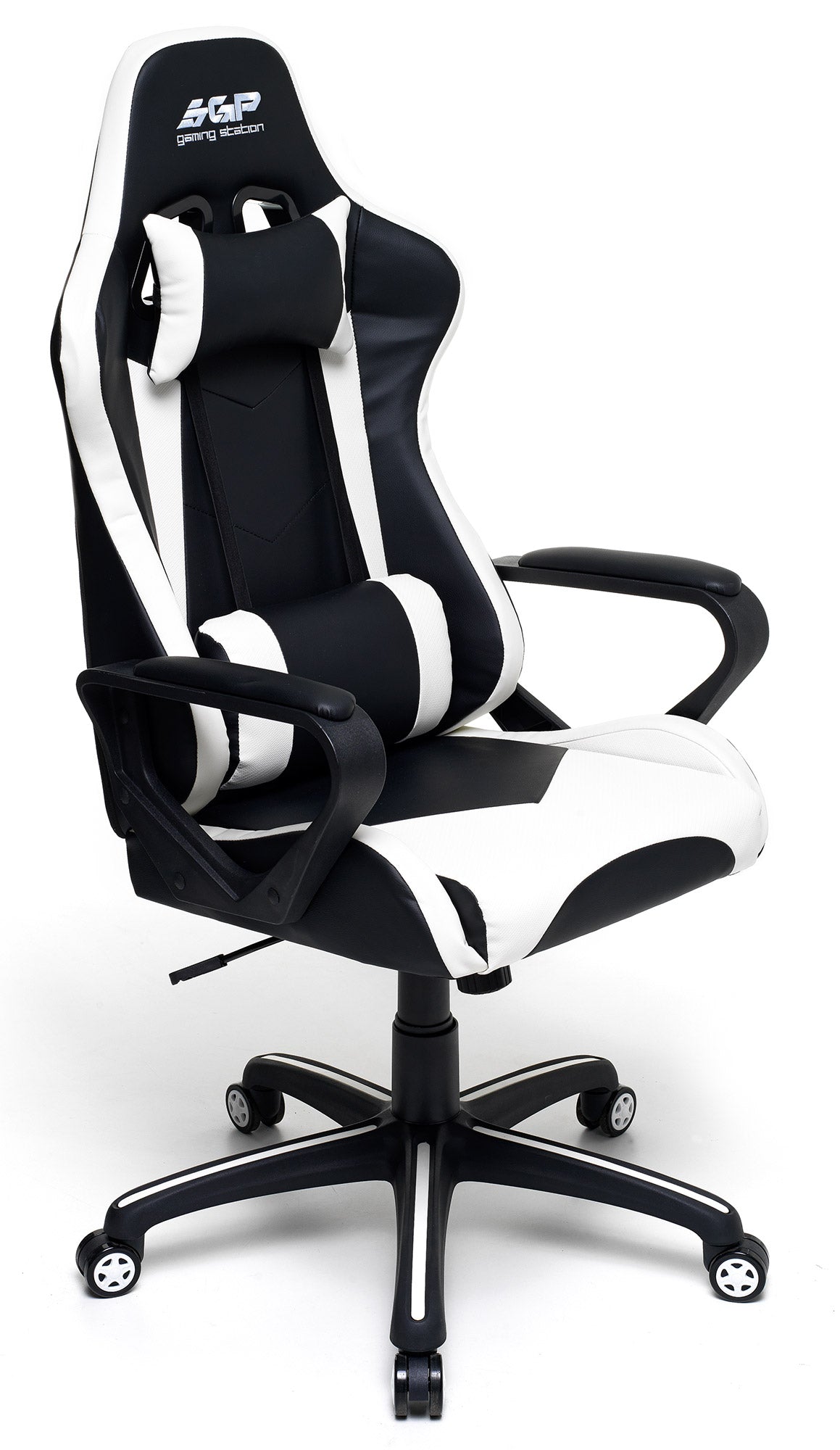 Image of Sedia da Gaming Ergonomica 63x63x126 cm in Similpelle Nero e Bianco