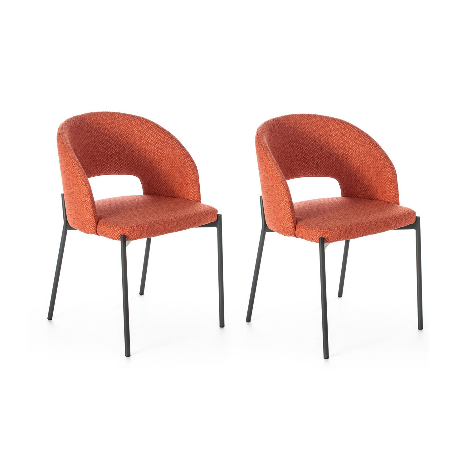 Image of Set 2 Sedie 52x55,5xH78,5 cm in Tessuto Greta Arancio