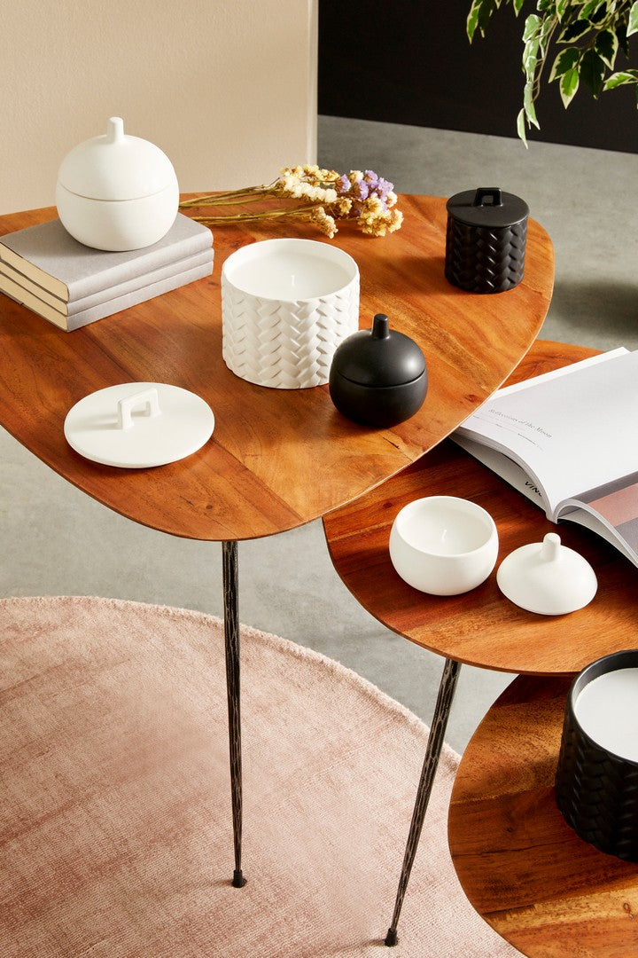 Candela con Coperchio Ø14x14 cm in Ceramina Canister Bianco...