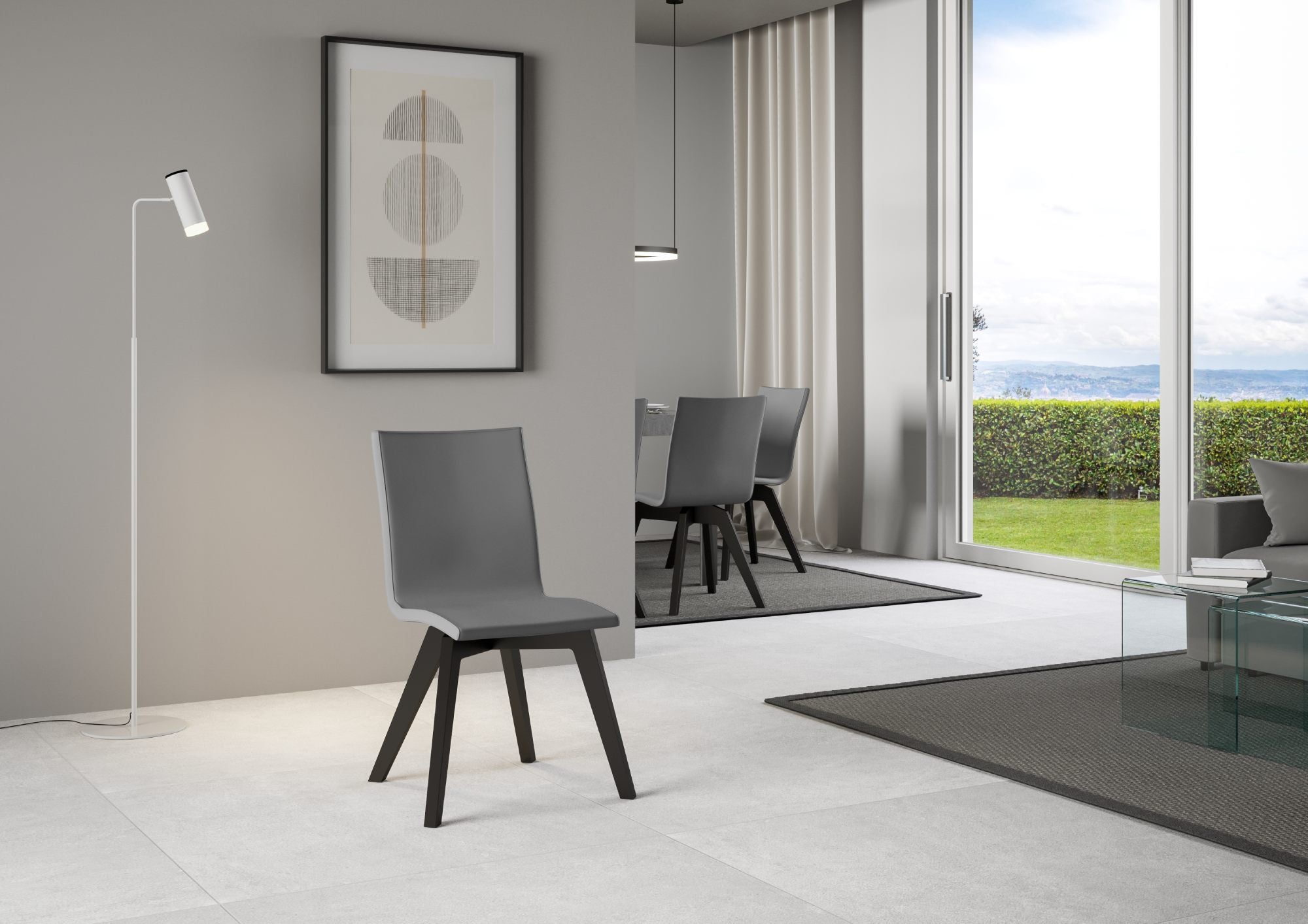 Image of Sedia 52x52x87 cm Trudy gambe Antracite in Similpelle Grigio