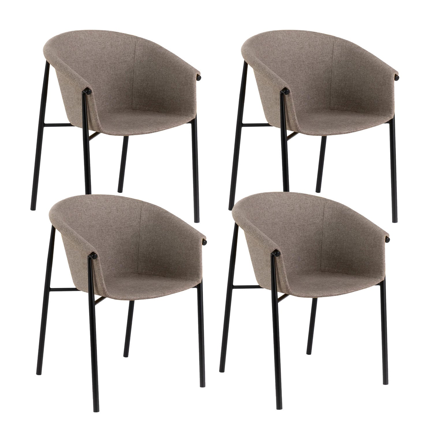 Image of Set 4 Sedie 58x56xH79 cm in Tessuto Nari Tortora