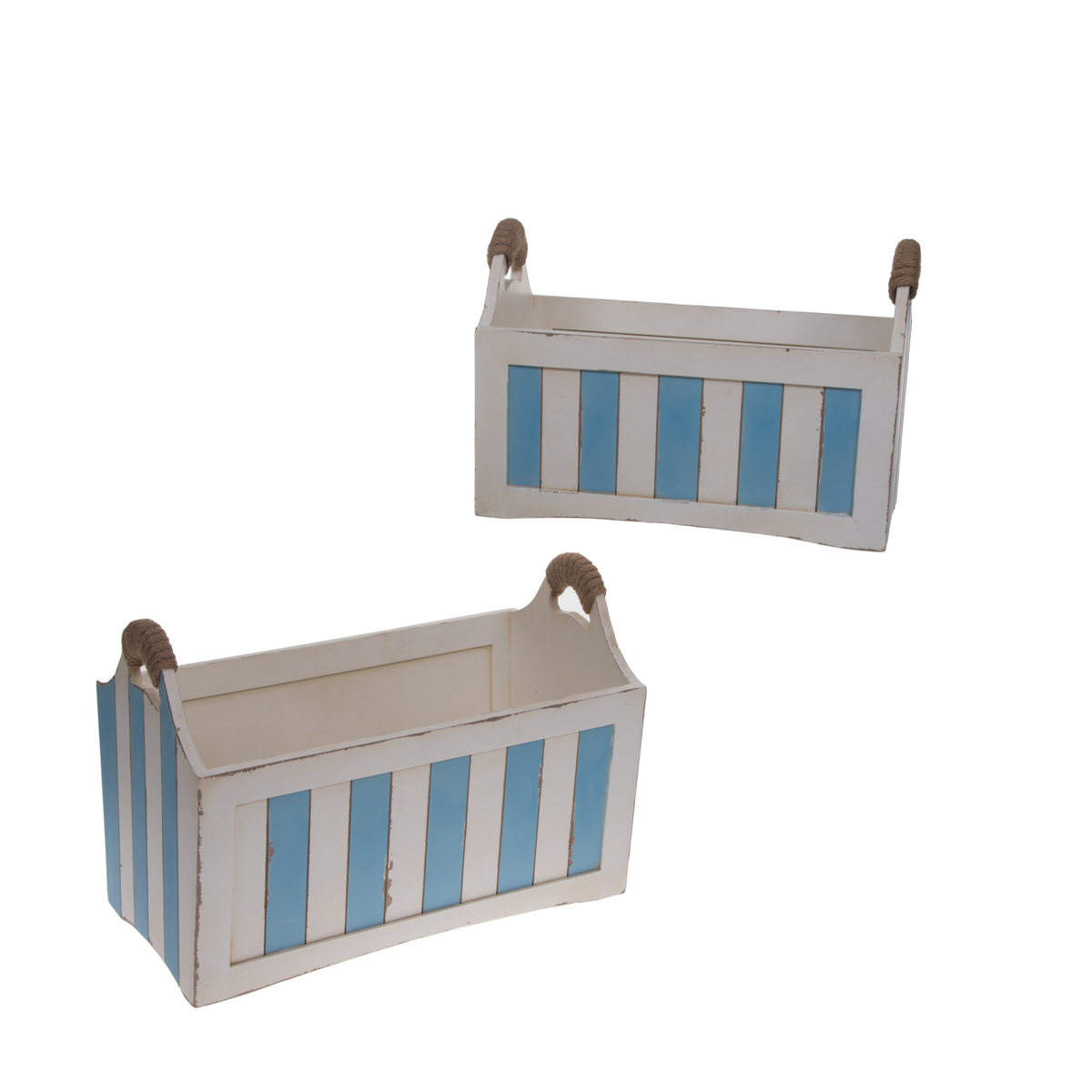Image of Set 2 Cassette in Legno con Manici Misure 48x26x34 cm