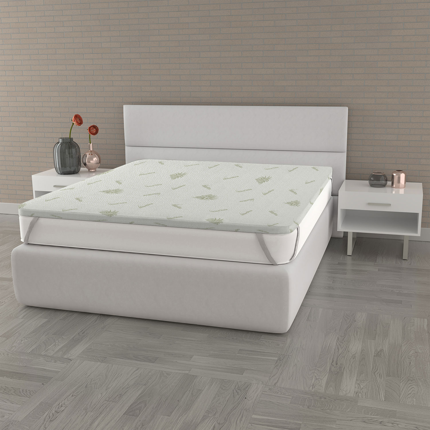 Topper Matrimoniale Maxi 180x200 cm Memory Sfoderabile Fodera Aloe con Elastici in Poliestere Bianco...