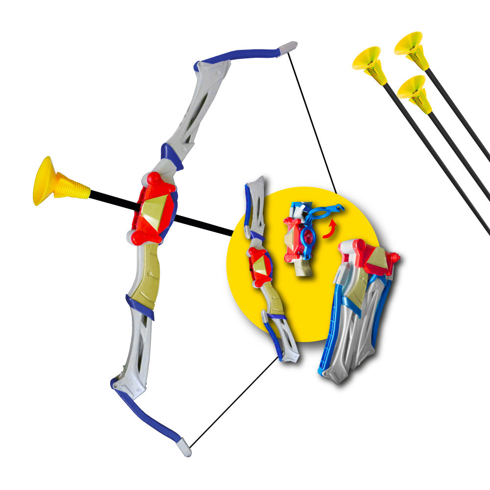 Arco Pieghevole per Bambini 63 cm con Clip Aggancio alla Cinta e 3 Frecce a Ventosa...