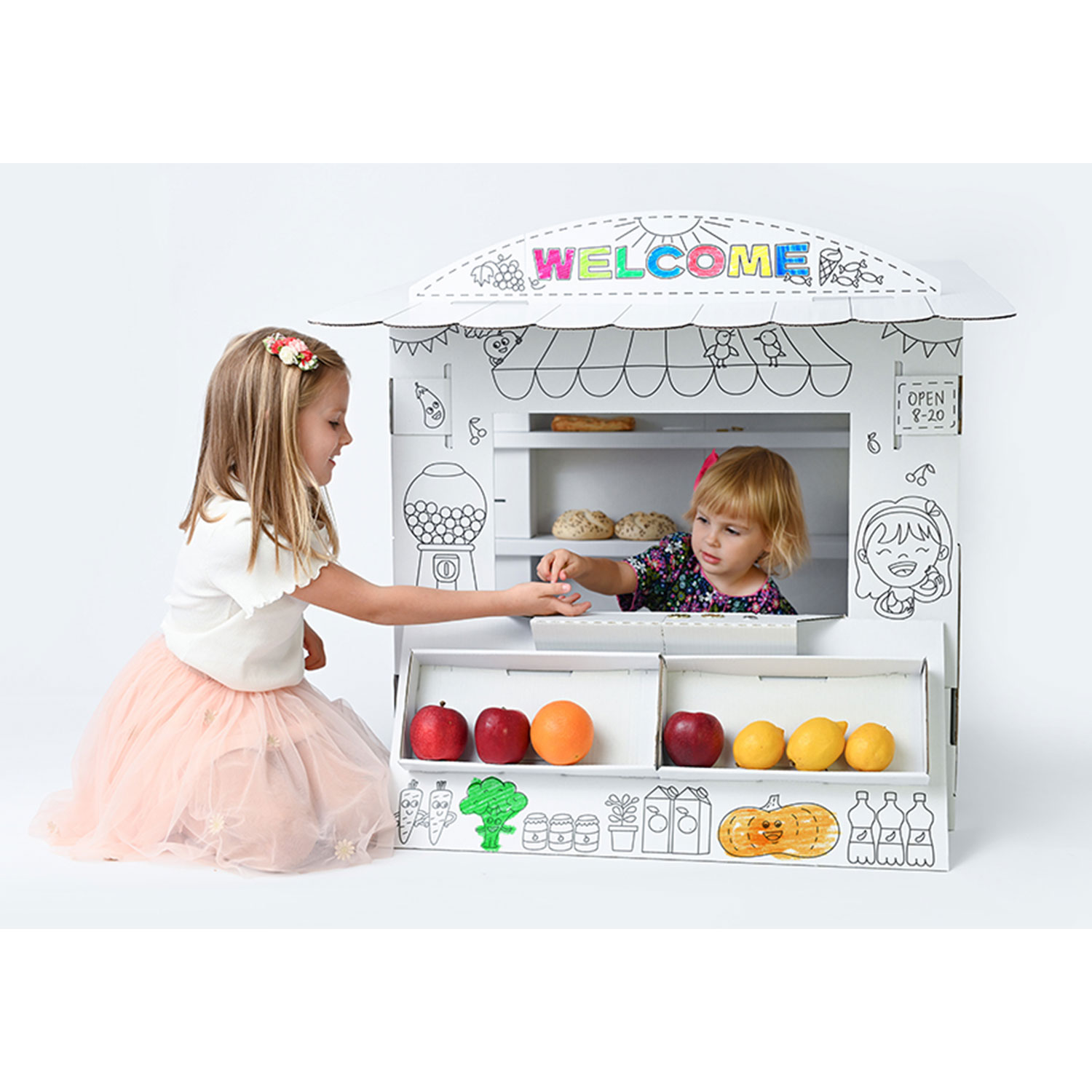Image of Casetta per Bambini Mini Market in Carta da Colorare 97,5x90x82,5 cm Bianco