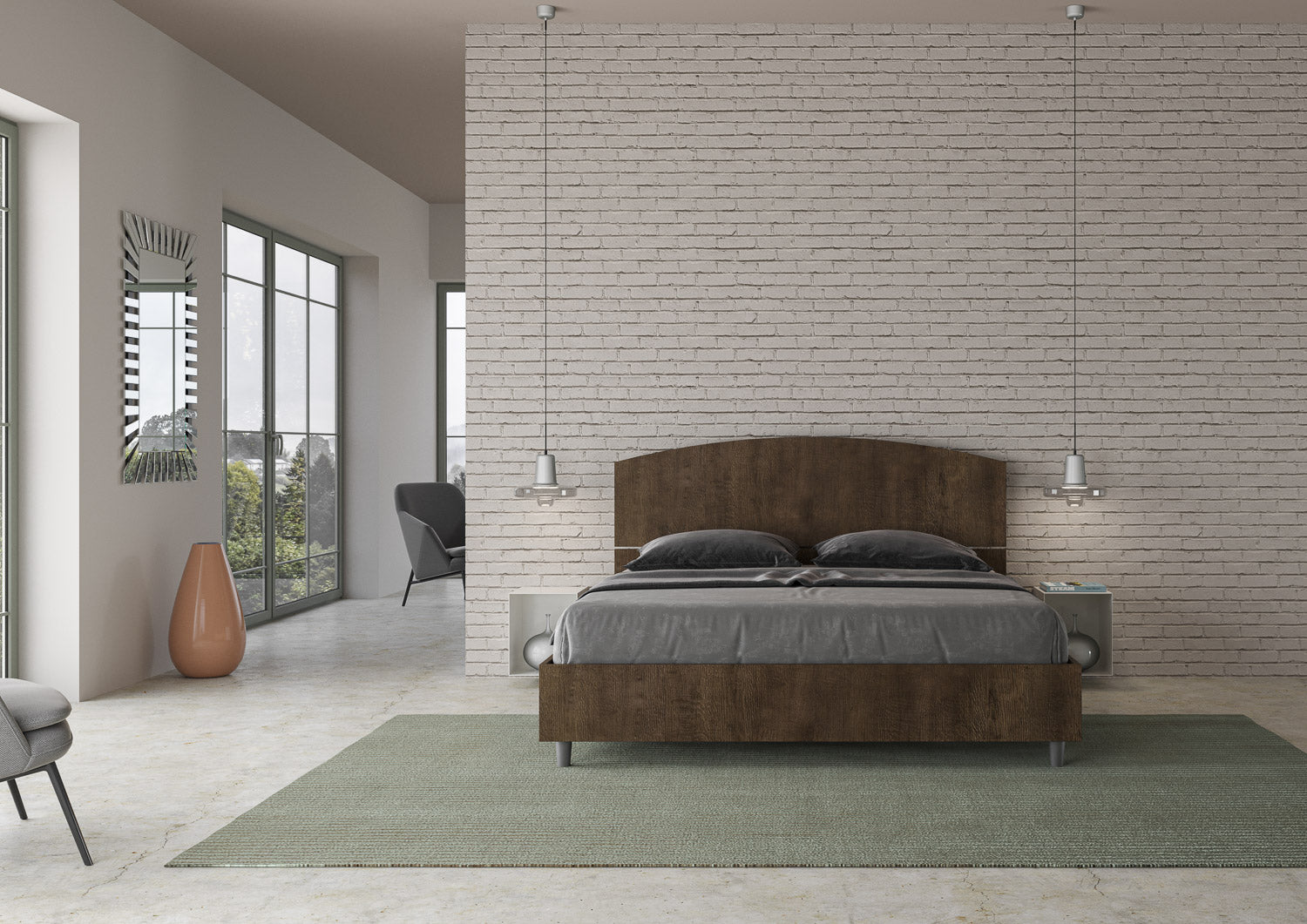 Letto Matrimoniale 160x200 cm Senza Rete Dora Noce...