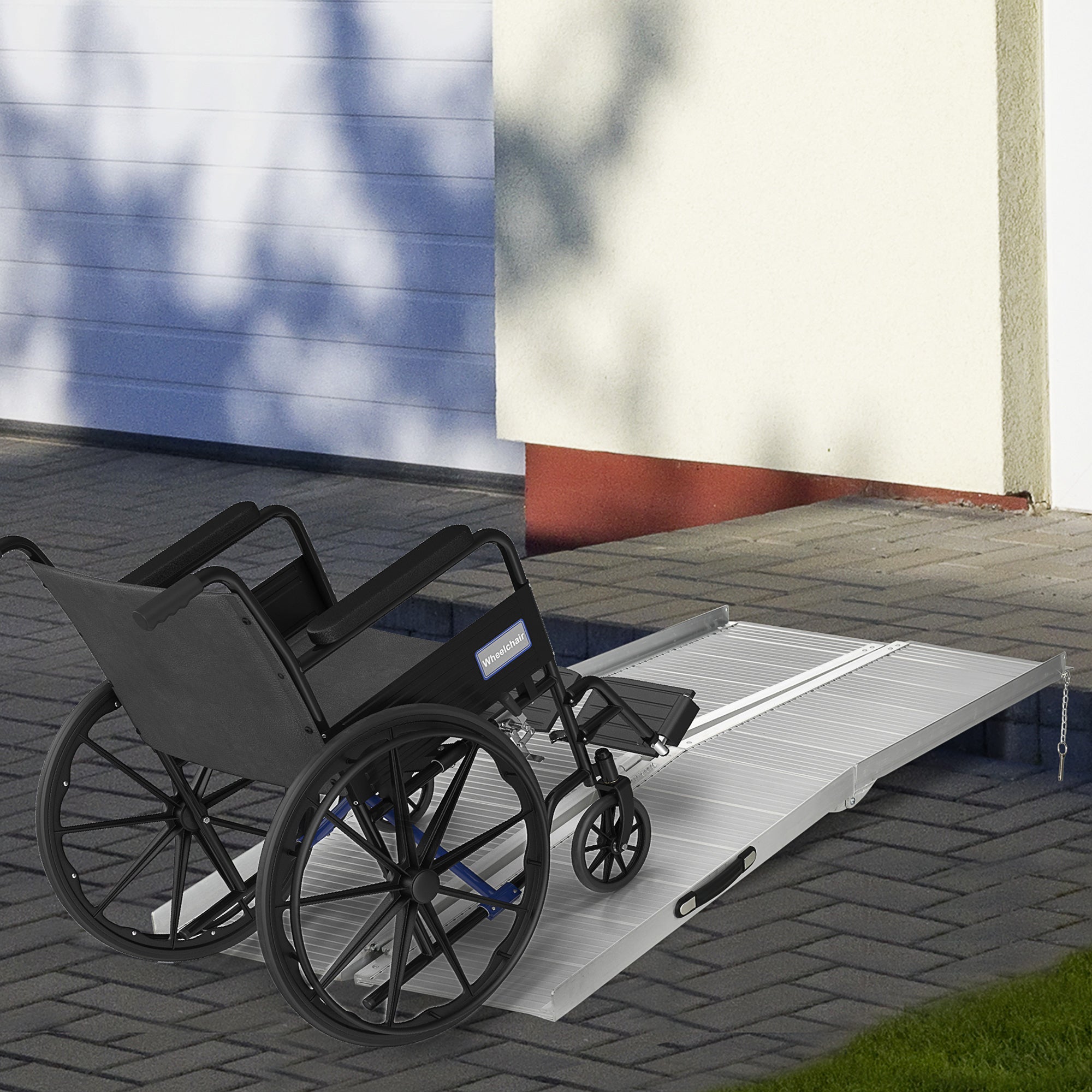 Rampa per Sedia a Rotelle Antiscivolo max 272 kg 183x72x5 cm in Lega di Alluminio...