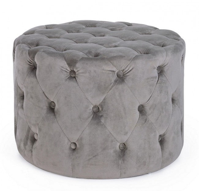 Pouf Lorella in Tessuto effetto Velluto Grigio