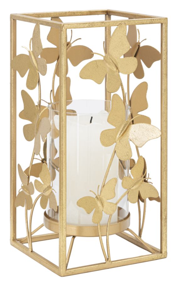 Image of Portacandele Glam Butterfly 14x14x29 cm in Ferro Oro