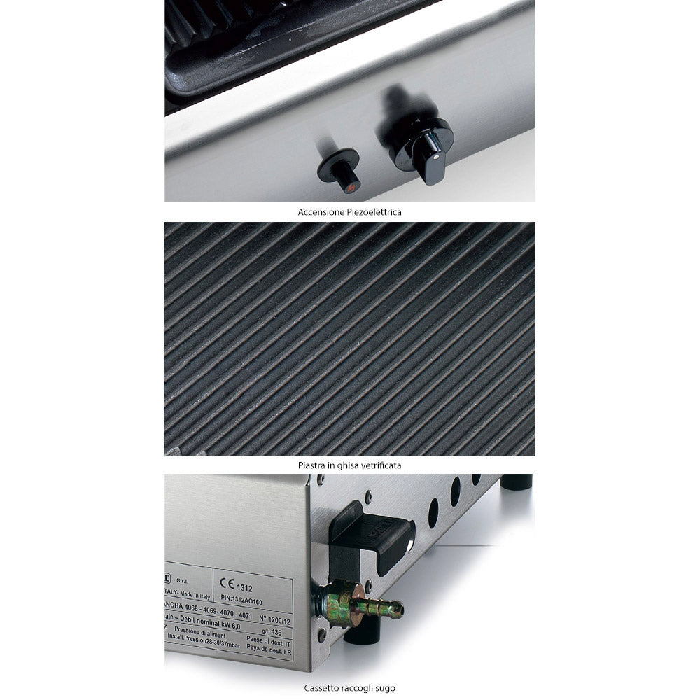 Piastra di Cottura in Ghisa a Gas GPL Ompagrill Plancha Single 4043...