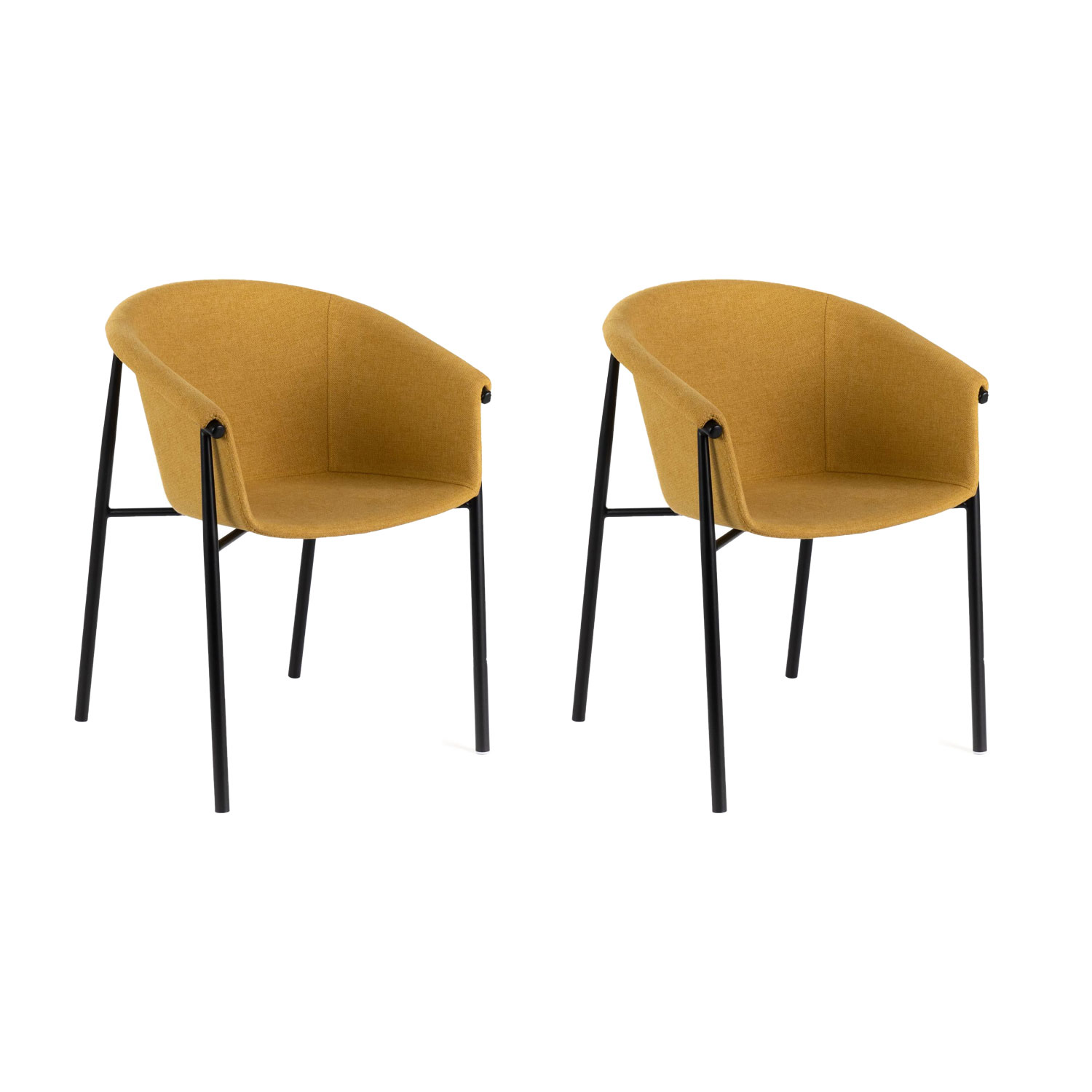 Image of Set 2 Sedie 58x56xH79 cm in Tessuto Nari Giallo