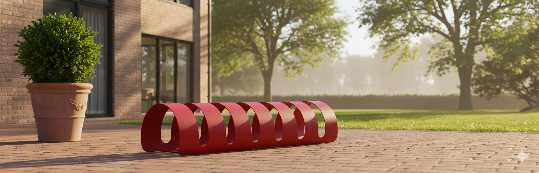 Rastelliera Portabici 5 Posti in Ferro 90x30x23 cm Belfer Bike Rack 42/PB Rosso...