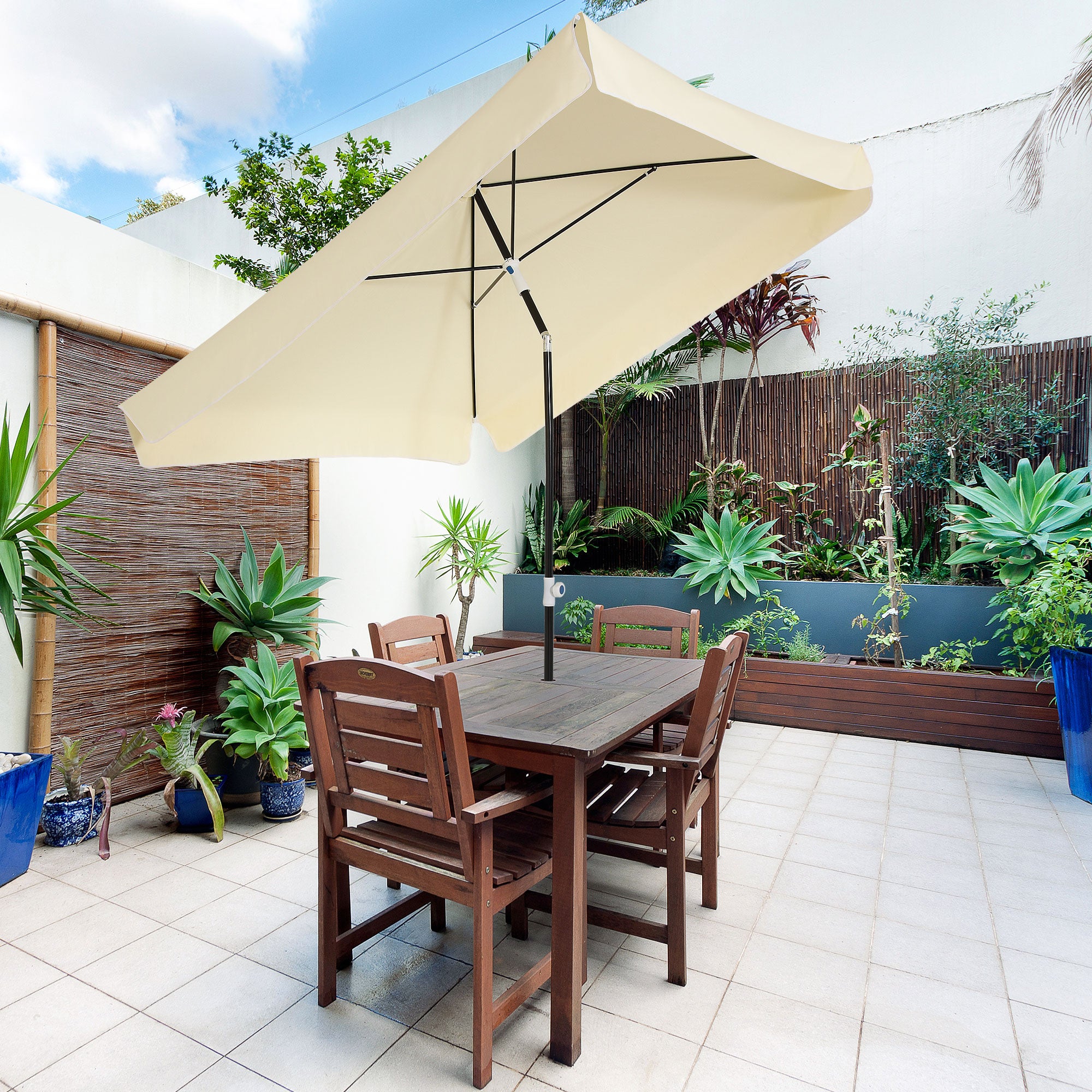 Ombrellone da Giardino 2x2 m Palo Ø28 mm in Matallo e Poliestere Bianco Crema...