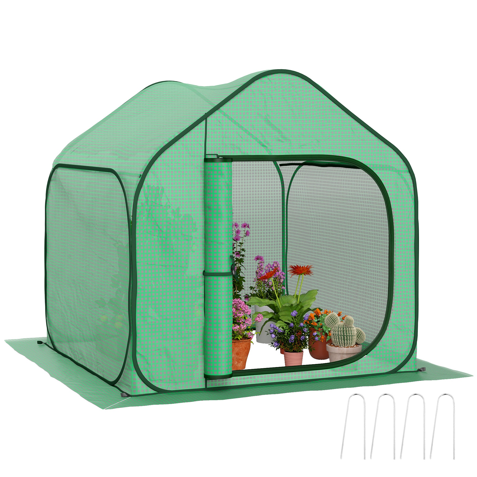 Image of Serra a Casetta Pieghevole 150x148x148 cm con Ingresso a Cerniera Verde