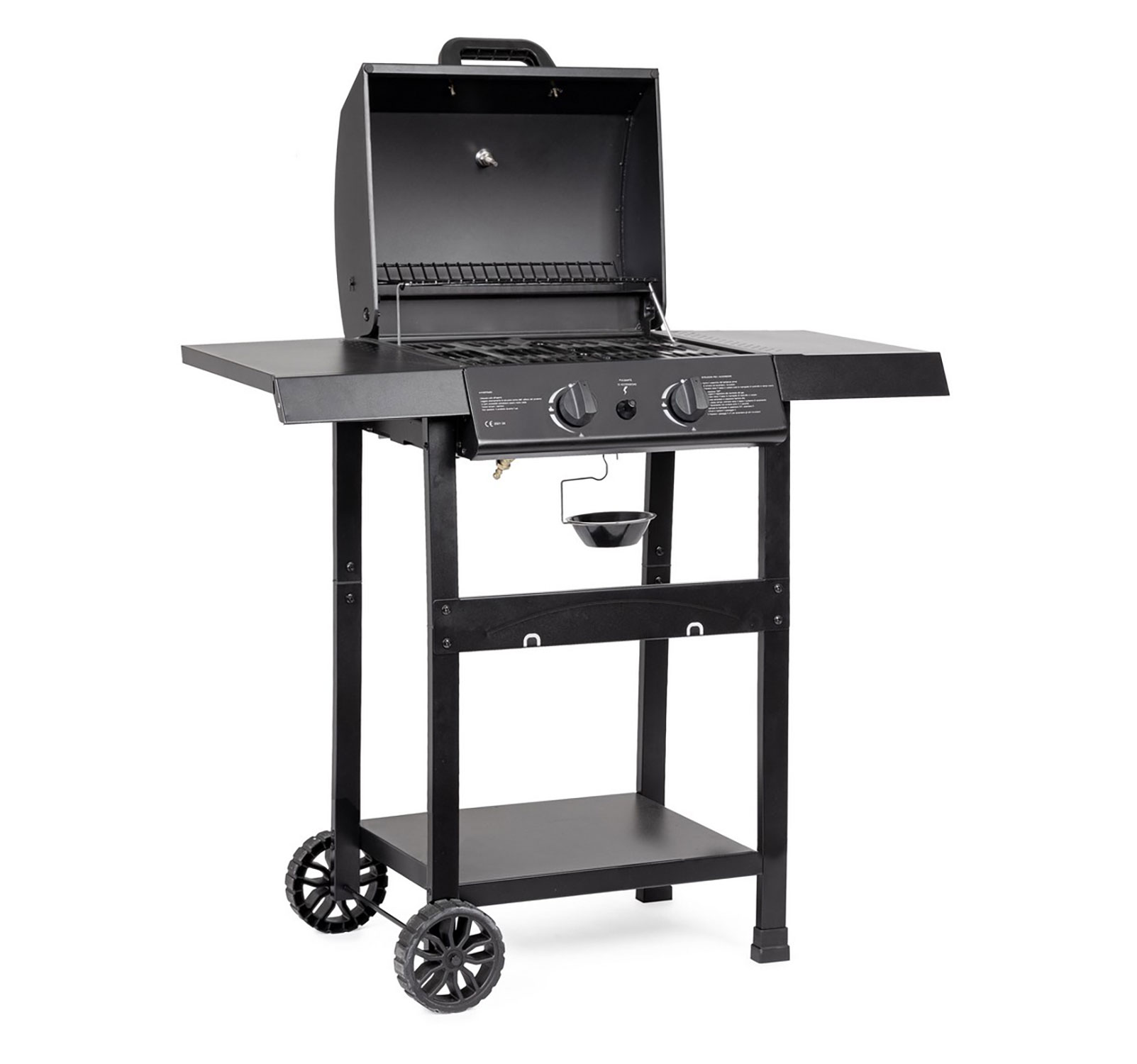 Barbecue a Gas 2 Bruciatori 97,5x49x99h cm Accensione Piezoelettrica in Acciaio Louis Nero...
