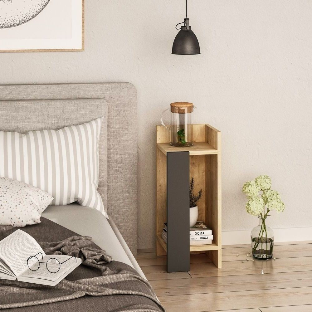 Comodino Destro 25x60x25 cm in MDF Elos Rovere...