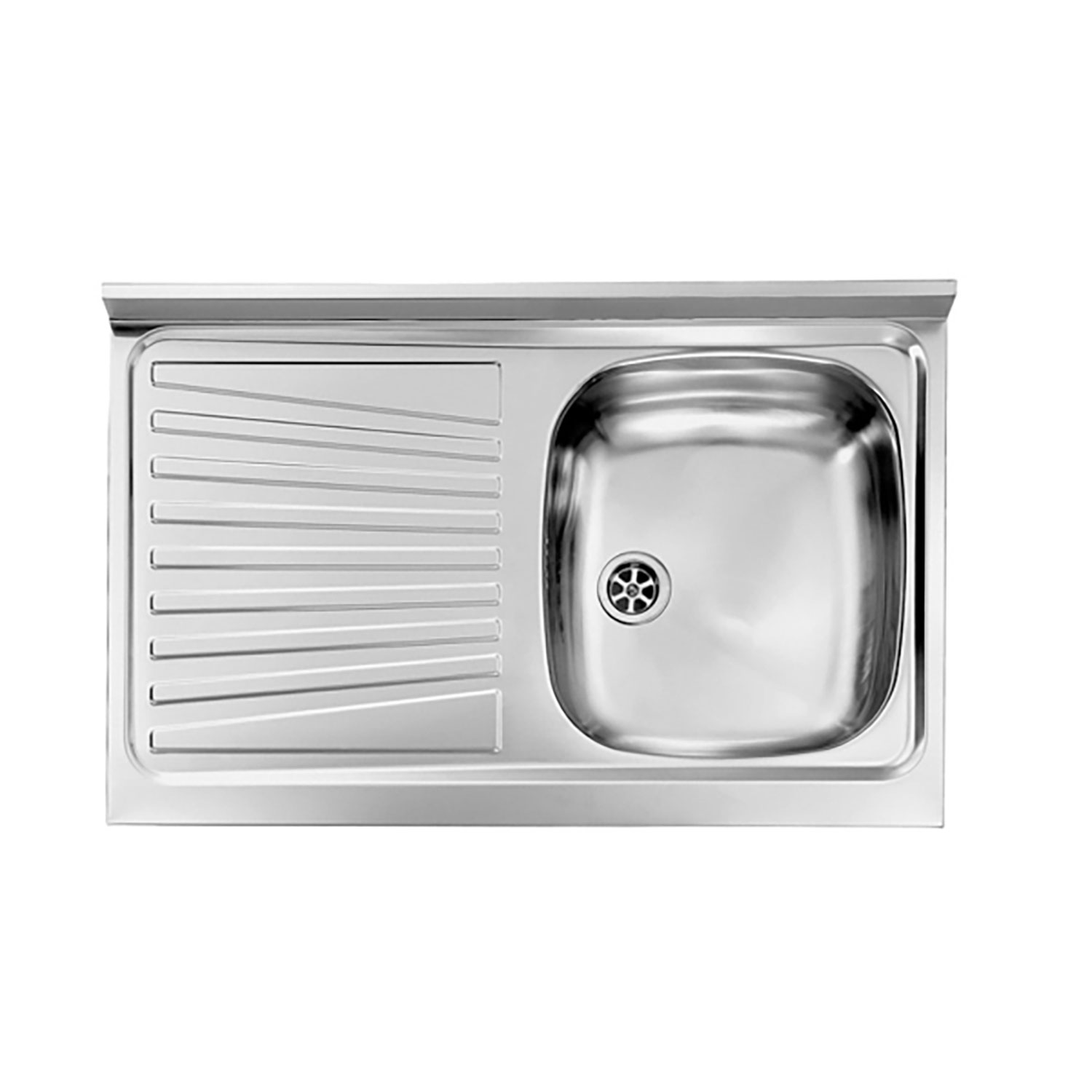 Lavello Inox ad Appoggio 80×50 1 vasca Sinistra e Gocciolatoio