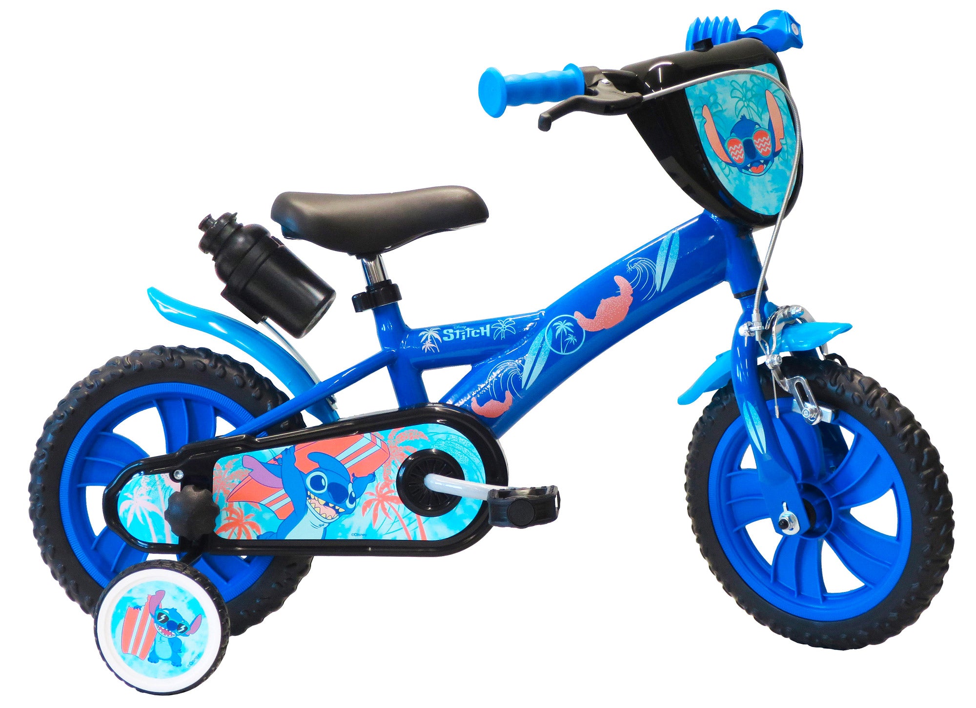 Bicicletta per Bambino 12” 1 Freno Gomme in Eva con Licenza Disney Stitch Blu...