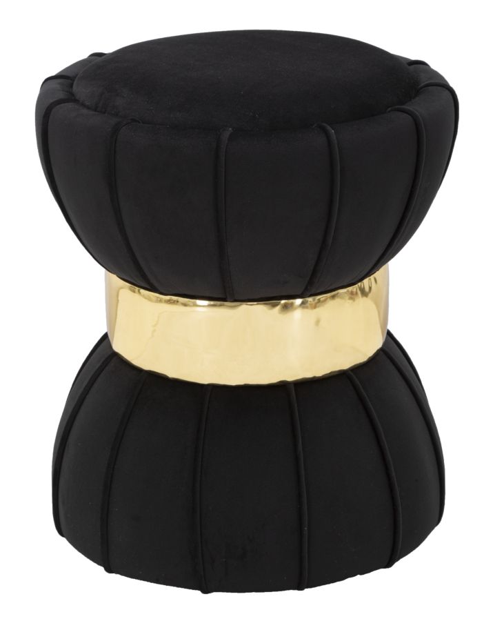 Sgabello Flower Nero Ø 40x44 cm in Legno e Plastica