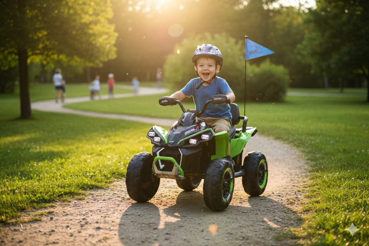 Quad Elettrico per Bambini ATV Safari Gold 24V fino a 60 kg con Telecomando Verde...